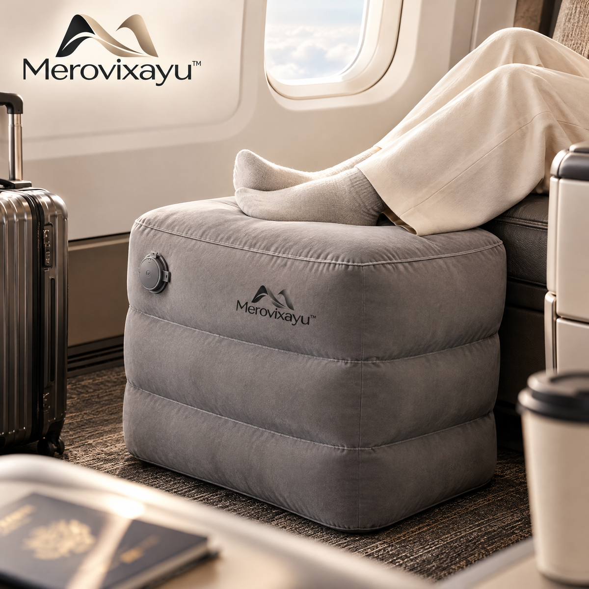 Merovixayu™ Ergonomic Travel Support Cushion | Compact Lumbar & Neck Pillow for Plane, Train & Car