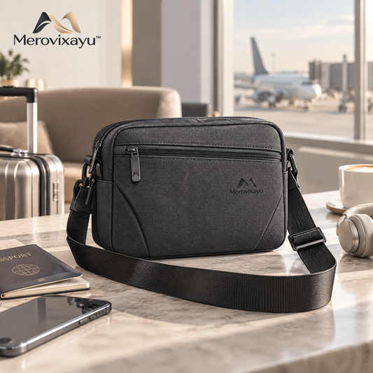 Merovixayu™ Compact Travel Crossbody Bag | Multi-Compartment Shoulder Bag for Flights, Trains & Everyday Travel
