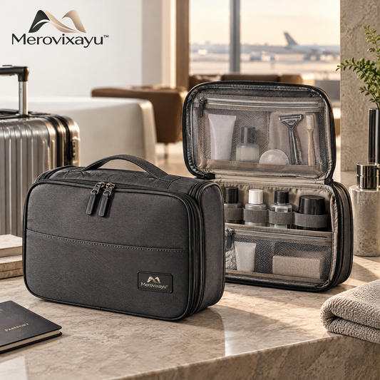 Merovixayu™ Travel Luggage Handle Organizer | Dual Cup Holder & Phone Storage Caddy for Carry-On Suitcases