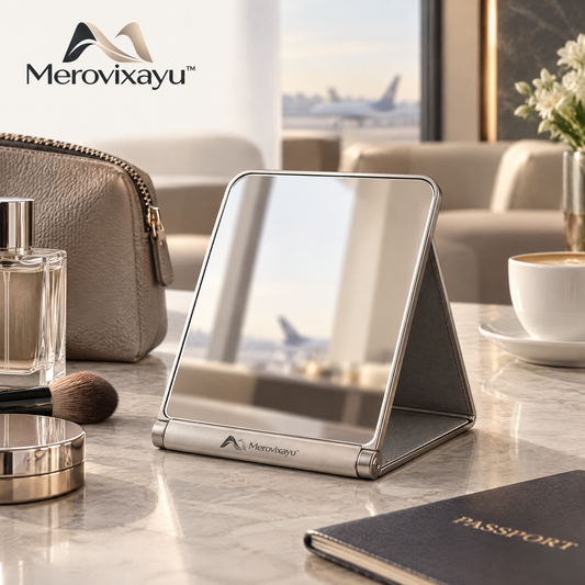 Merovixayu™ Foldable Travel Mirror | Compact Standing Vanity Mirror for Trips, Hotels & Everyday Use