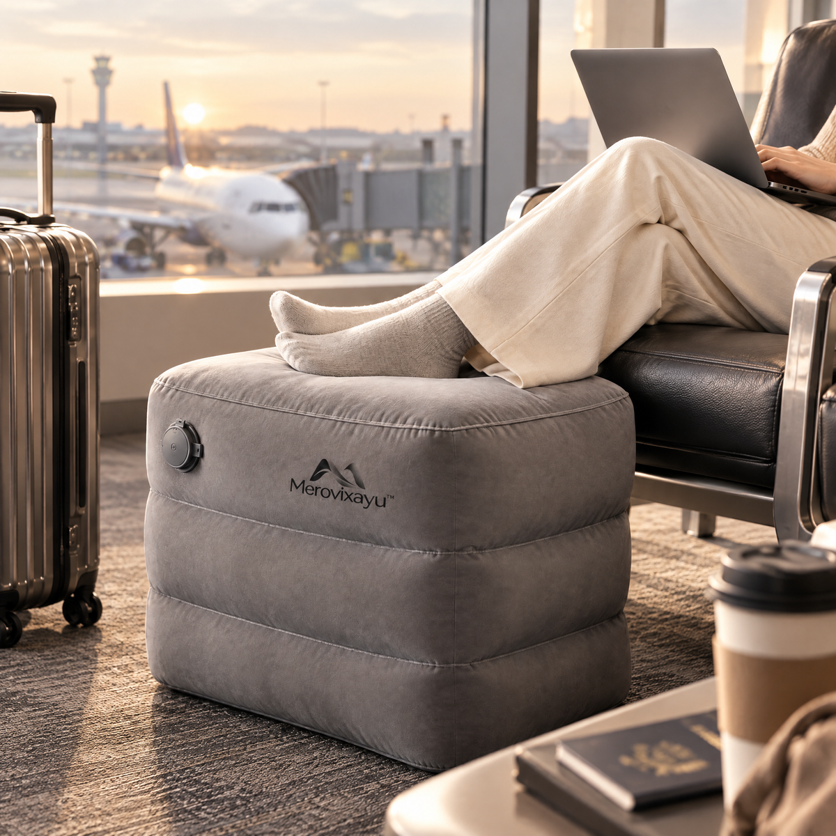 Merovixayu™ Ergonomic Travel Support Cushion | Compact Lumbar & Neck Pillow for Plane, Train & Car