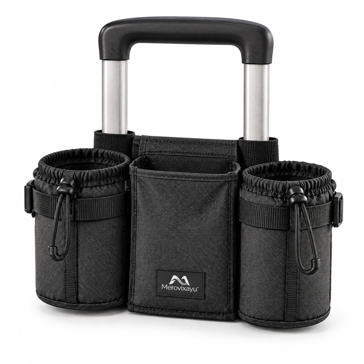 Merovixayu™ Travel Luggage Handle Organizer | Dual Cup Holder & Phone Storage Caddy for Carry-On Suitcases