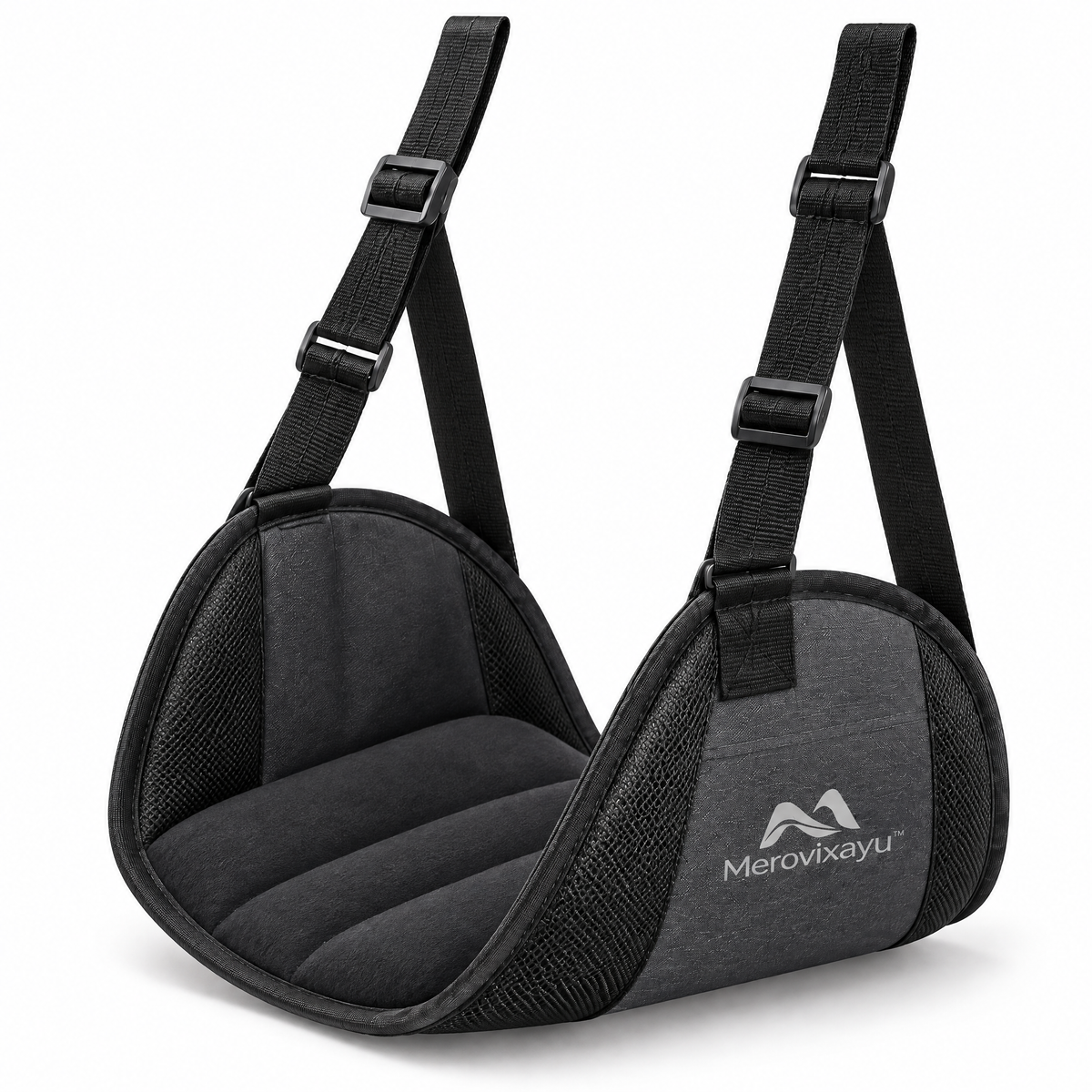 Merovixayu™ Padded Travel Foot Hammock | Adjustable Hanging Foot Rest for Airplane, Train & Car Travel