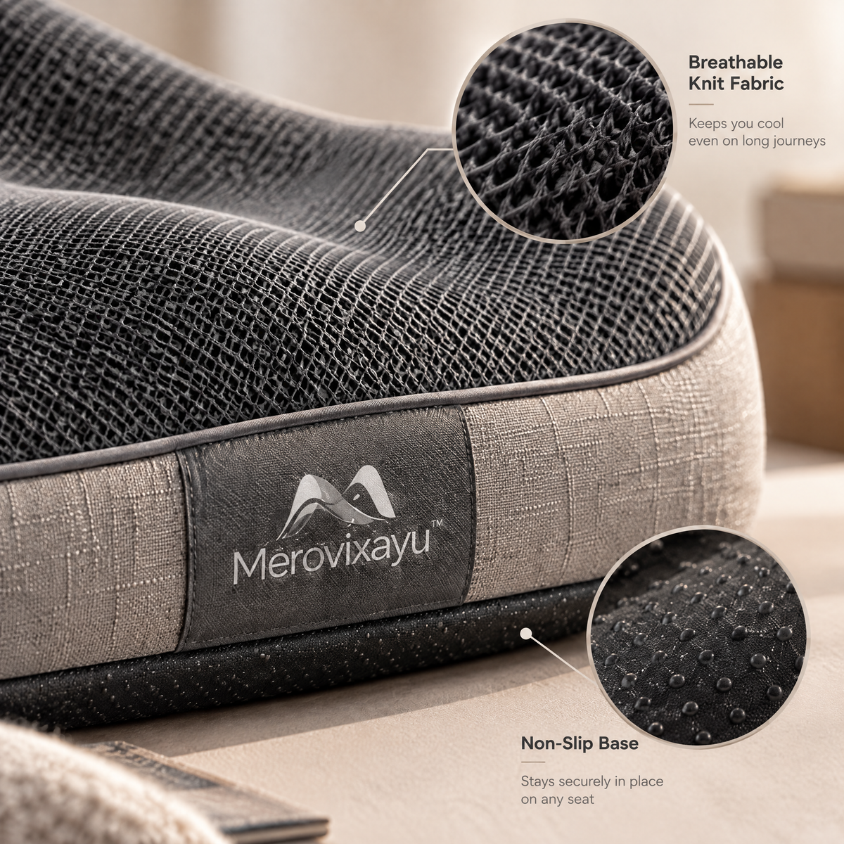Merovixayu™ Ergonomic Travel Seat Cushion | Contoured Portable Sitting Support for Airplane, Train & Car