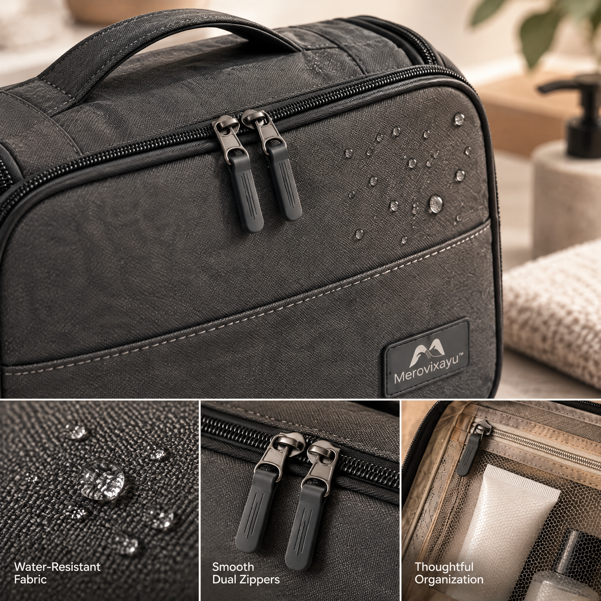 Merovixayu™ Travel Luggage Handle Organizer | Dual Cup Holder & Phone Storage Caddy for Carry-On Suitcases